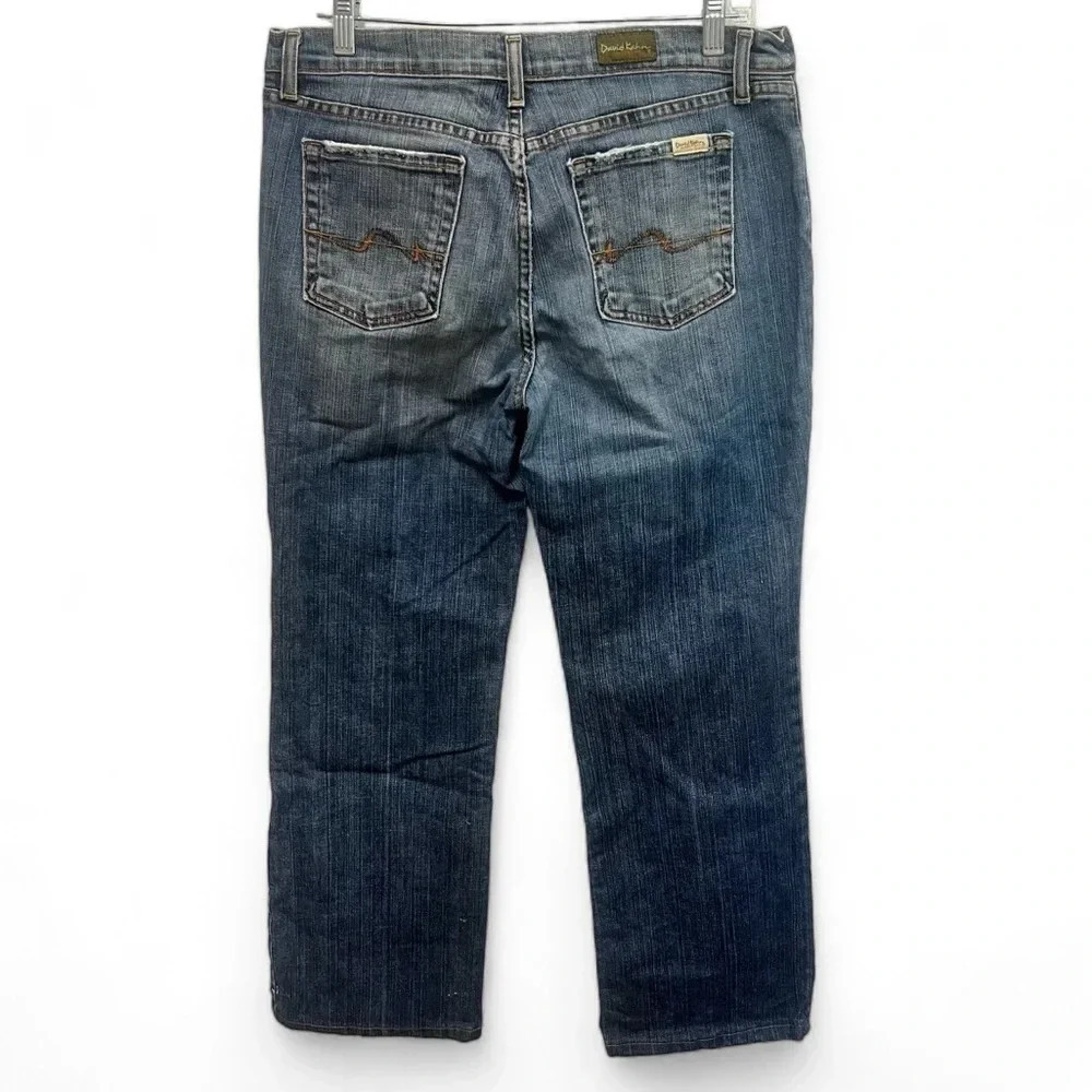DAVID KAHN "Lauren" straight leg mid wash denim jeans size 12 short - Picture 3 of 15